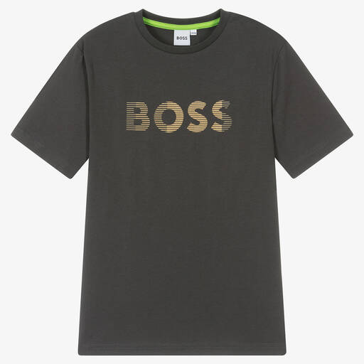 BOSS-Teen Boys Grey Cotton T-Shirt | Childrensalon Outlet