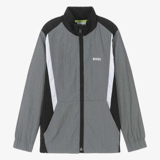 BOSS-Teen Boys Grey Jacket | Childrensalon Outlet