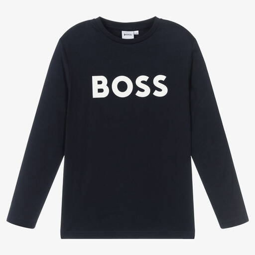BOSS-Синий хлопковый топ для мальчиков-подростков | Childrensalon Outlet