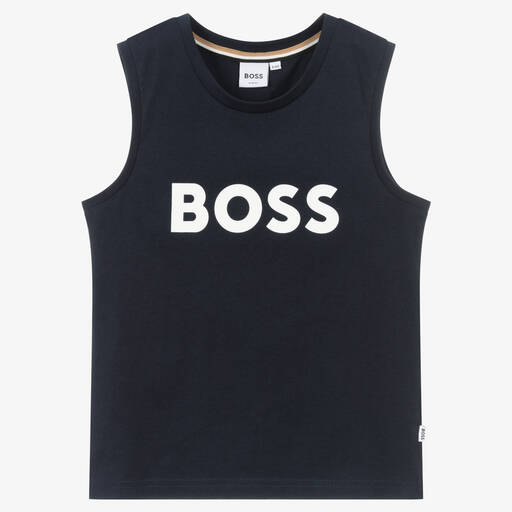 BOSS-Navyblaues Teen Baumwoll-Trägertop | Childrensalon Outlet