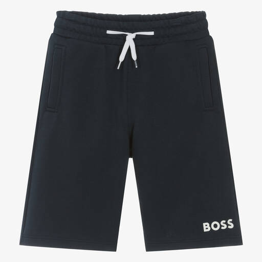 BOSS-Teen Boys Navy Blue Cotton Shorts | Childrensalon Outlet