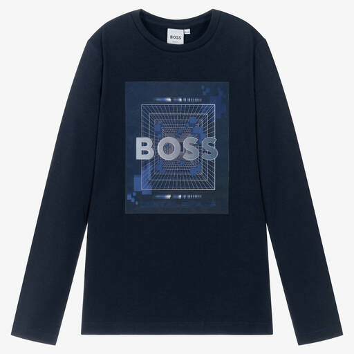 BOSS-Синий хлопковый топ для подростков | Childrensalon Outlet
