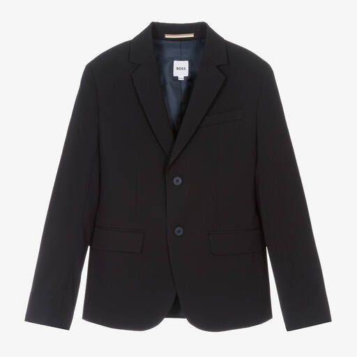 BOSS-Teen Boys Navy Blue Wool Blazer | Childrensalon Outlet