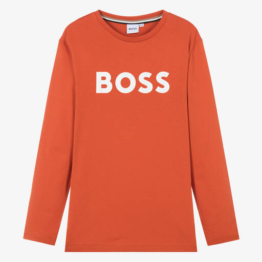 BOSS-Teen Boys Orange Cotton Top | Childrensalon Outlet