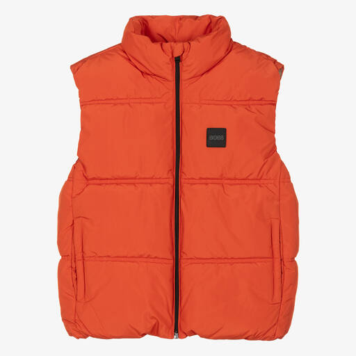 BOSS-Teen Boys Orange Puffer Gilet | Childrensalon Outlet