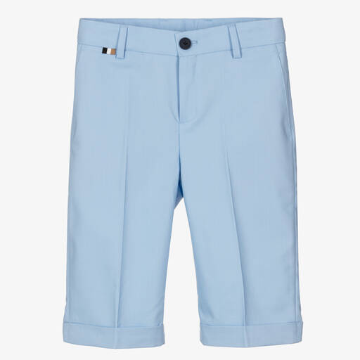 BOSS-Teen Boys Pale Blue Smart Shorts | Childrensalon Outlet