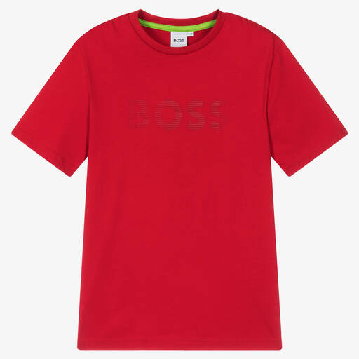 BOSS-Teen Boys Red Cotton T-Shirt | Childrensalon Outlet