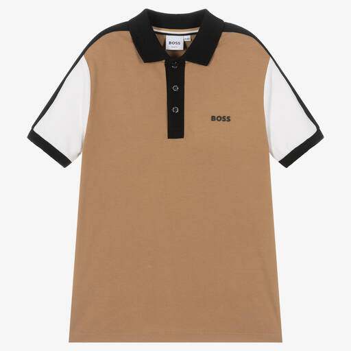 BOSS-Teen Boys Tan Brown Logo Polo Shirt | Childrensalon Outlet