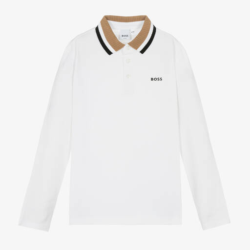 BOSS-Weißes Teen Baumwoll-Poloshirt | Childrensalon Outlet