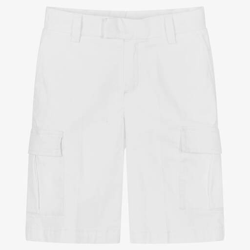 BOSS-Teen Boys White Cotton Shorts | Childrensalon Outlet