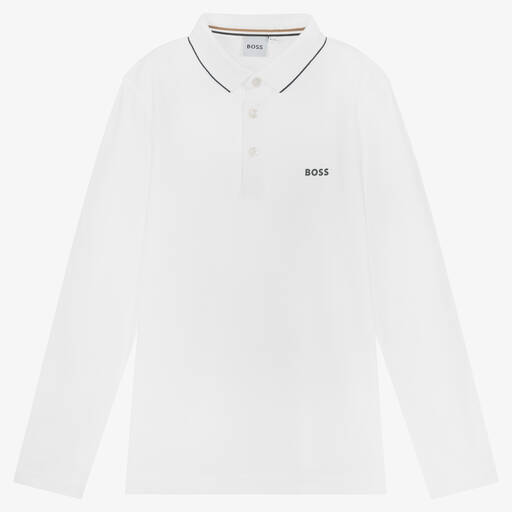 BOSS-Teen Boys White Polo Shirt | Childrensalon Outlet