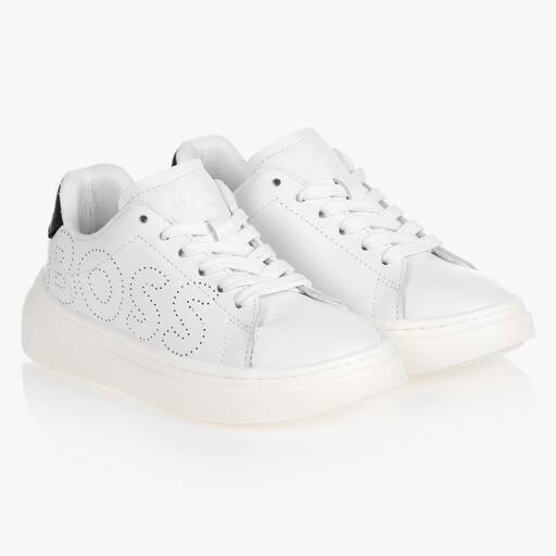 BOSS-Teen Boys White Trainers | Childrensalon Outlet