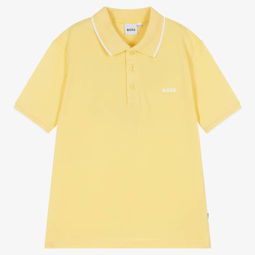 BOSS-Teen Boys Yellow Cotton Piqué Polo Shirt | Childrensalon Outlet