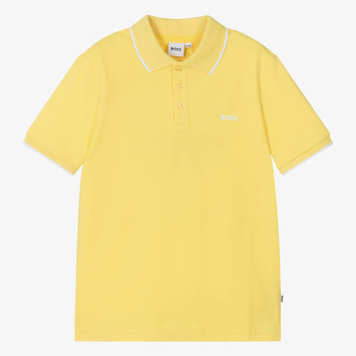 BOSS-Желтая рубашка поло из хлопка для мальчиков-подростков | Childrensalon Outlet