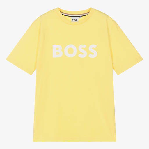 BOSS-Teen Boys Yellow Cotton T-Shirt | Childrensalon Outlet