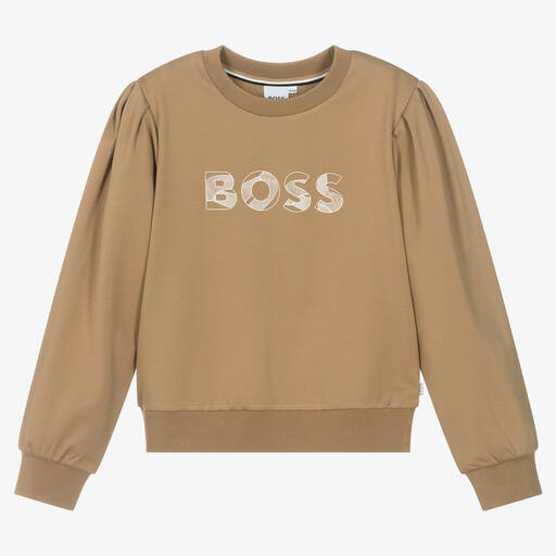 BOSS-Teen Girls Beige Milano Jersey Sweatshirt | Childrensalon Outlet
