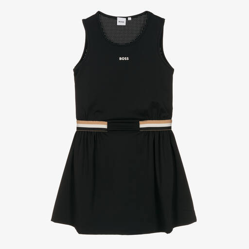 BOSS-Teen Girls Black Tricolour Logo Dress | Childrensalon Outlet