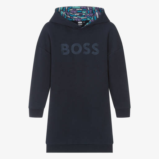 BOSS-Синее хлопковое платье со знаком Бэтмена | Childrensalon Outlet