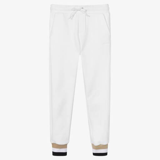 BOSS-Teen Girls White Logo Joggers  | Childrensalon Outlet