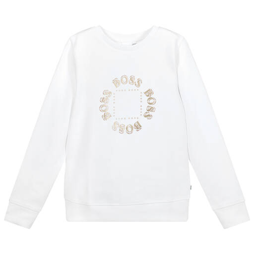 BOSS-Белая толстовка с логотипом для подростков | Childrensalon Outlet