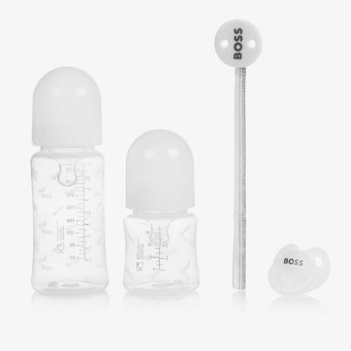 BOSS-White Bottle & Dummy Set | Childrensalon Outlet