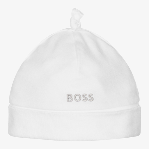 BOSS-Bonnet blanc en coton Bébé | Childrensalon Outlet