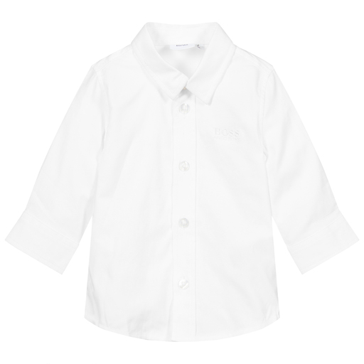 BOSS-Белая хлопковая рубашка для малышей | Childrensalon Outlet
