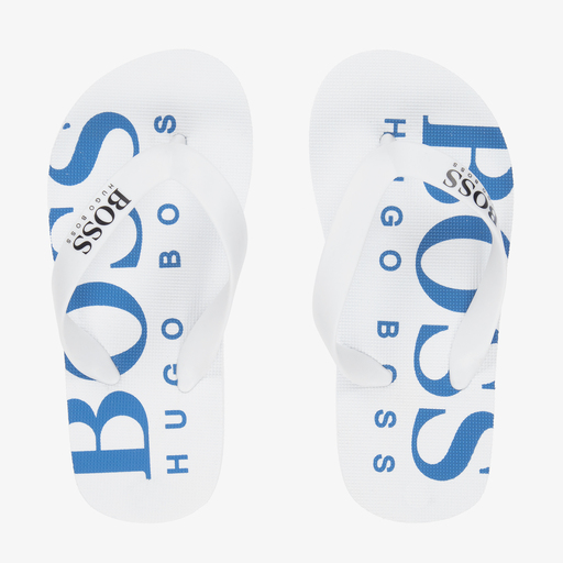 BOSS-White Logo Flip-Flops | Childrensalon Outlet