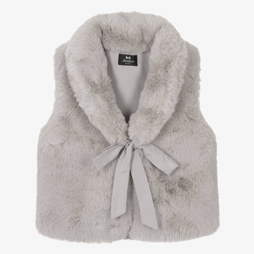 Bowtique London-Girls Light Grey Faux Fur Gilet | Childrensalon Outlet