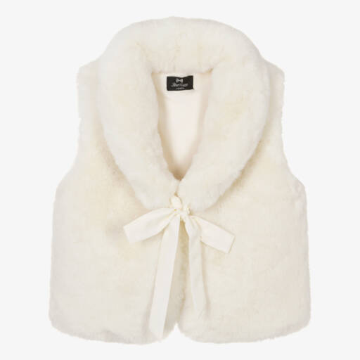 Bowtique London-Girls Soft Ivory Faux Fur Vest | Childrensalon Outlet
