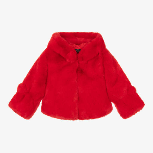Bowtique London-Girls Vibrant Hooded Faux Fur Coat | Childrensalon Outlet