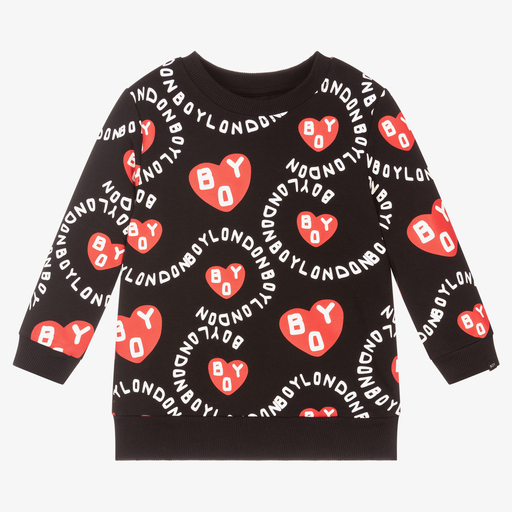 BOY London-Sweat noir et rouge à cœurs | Childrensalon Outlet