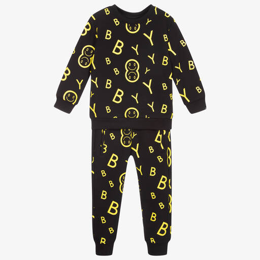 BOY London-Trainingsanzug mit Emoji-Print in Schwarz und Gelb | Childrensalon Outlet