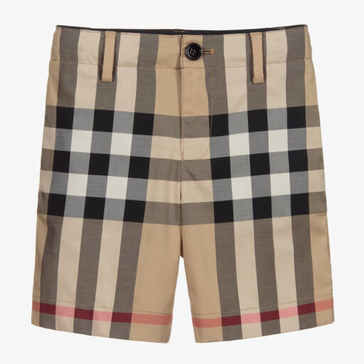 Burberry-Boys Beige Check Shorts | Childrensalon Outlet