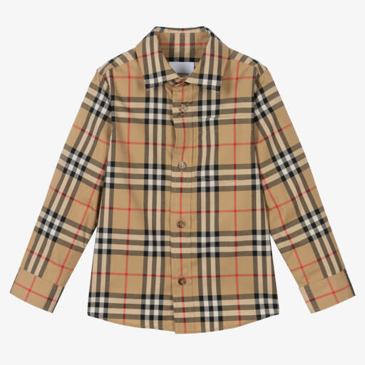 Burberry-Boys Beige Vintage Check Shirt | Childrensalon Outlet