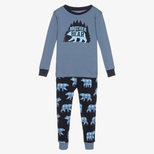 Маленький голубой домик от Hatley-Уютная синяя пижама с медведем для мальчиков | Childrensalon Outlet