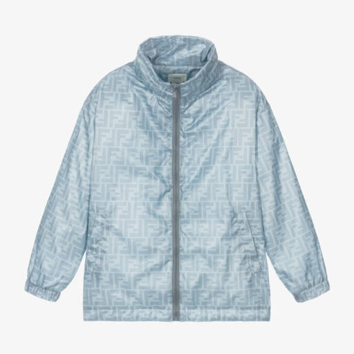 Fendi-Boys Blue FF Logo Windbreaker Jacket | Childrensalon Outlet