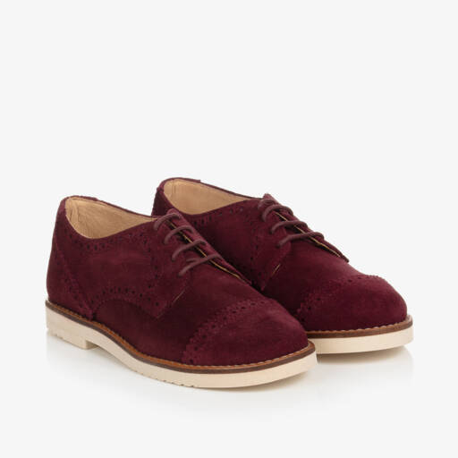 Children's Classics-Boys Burgundy Red Suede Leather Brogue Shoes | Childrensalon Outlet