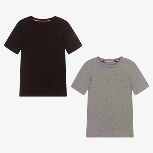 Tommy Hilfiger-Boys Grey & Black Cotton T-Shirts (2 Pack) | Childrensalon Outlet