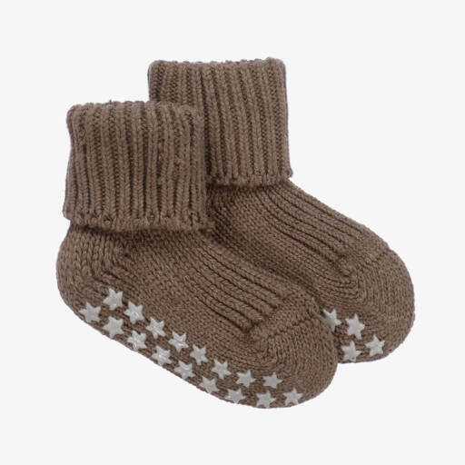 Falke-Brown Cotton Baby Slipper Socks | Childrensalon Outlet