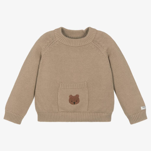 Donsje-Brown Cotton Teddy Bear Sweater | Childrensalon Outlet