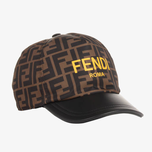 Fendi-Кепка из коричневой кожи с логотипом | Childrensalon Outlet