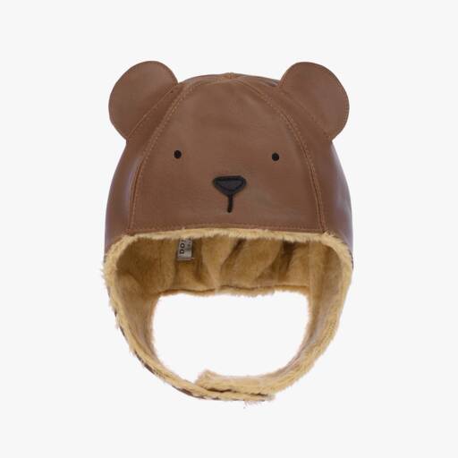 Donsje-Brown Leather Teddy Bear Hat | Childrensalon Outlet