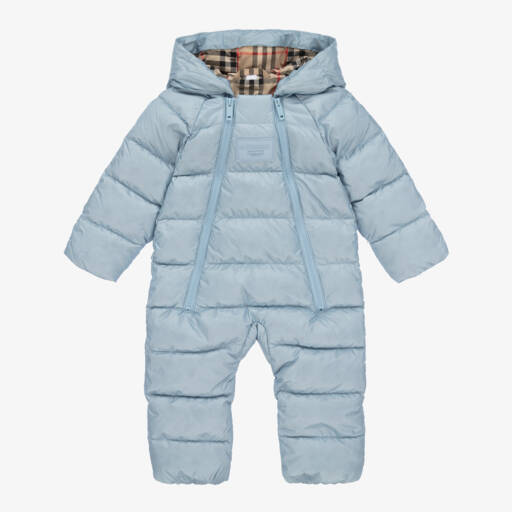 Burberry-Baby Boy Cerulean Plaid Snowsuit | Childrensalon Outlet