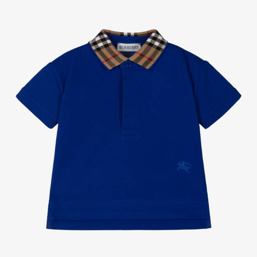 Burberry-Baby Boys Blue Check Polo Shirt | Childrensalon Outlet