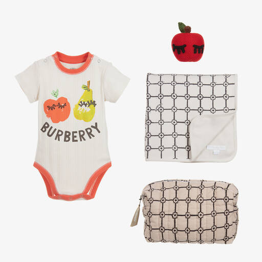 Burberry-Baby Ivory 4 Piece Gift Set | Childrensalon Outlet