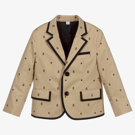 Burberry-Blazer beige en coton Monogram | Childrensalon Outlet