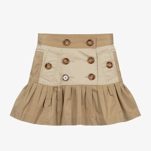 Burberry-Beige Cotton Twill Skirt | Childrensalon Outlet