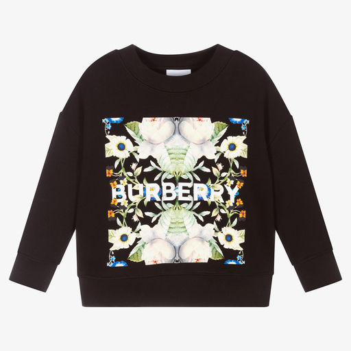 Burberry-Black Cotton Logo Sweatshirt | Childrensalon Outlet