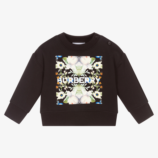 Burberry-Black Logo Baby Sweatshirt | Childrensalon Outlet